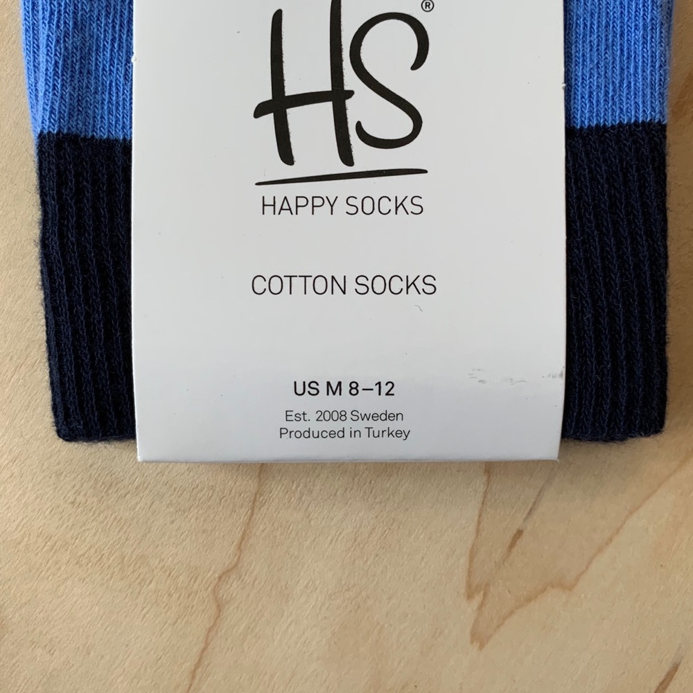 Happy Socks 🧦 The Color Block Socks Blue Gray NEW - Picture 2 of 8